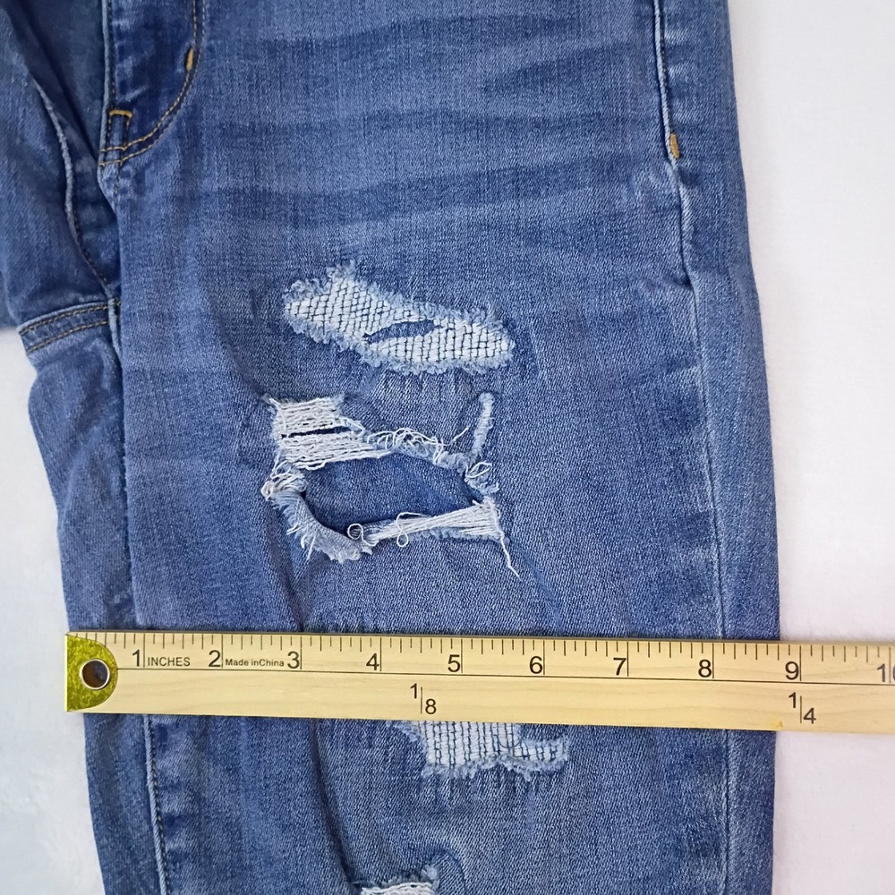 American Eagle Next Level Stretch Distressed Jeggings Blue Womens Size 12 Short - Picture 11 of 13